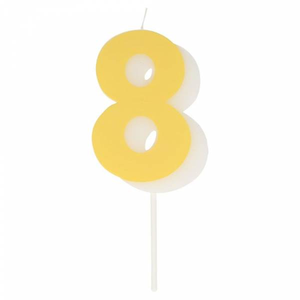 Geburtstagskerze Zahl 8 - gelb