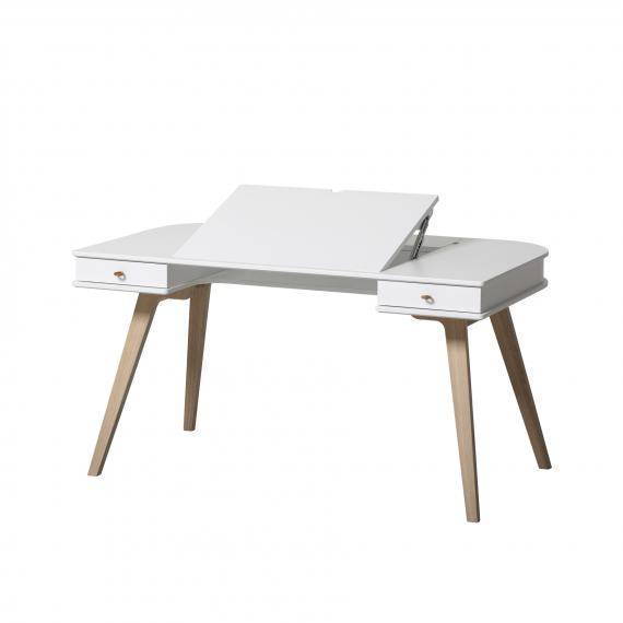 Schreibtisch H 72,6cm - weiß/Eiche