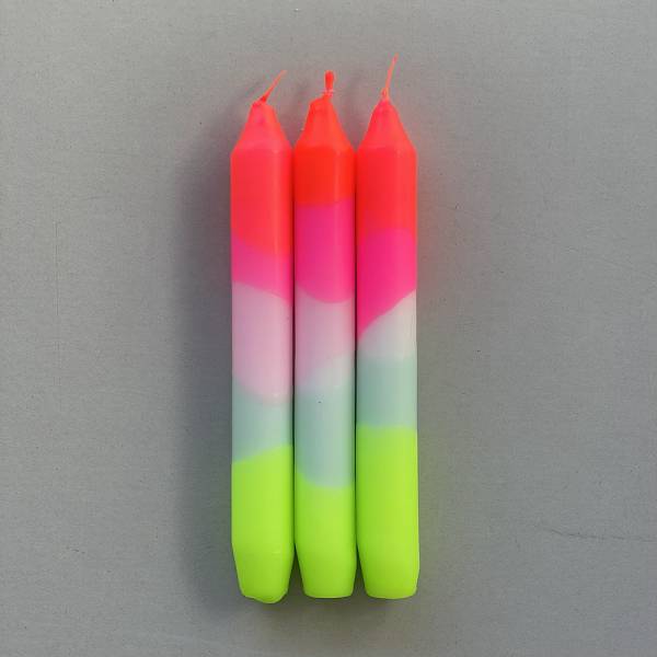 Stabkerzen 3er-Set Dip Dye Neon Lollipop Trees